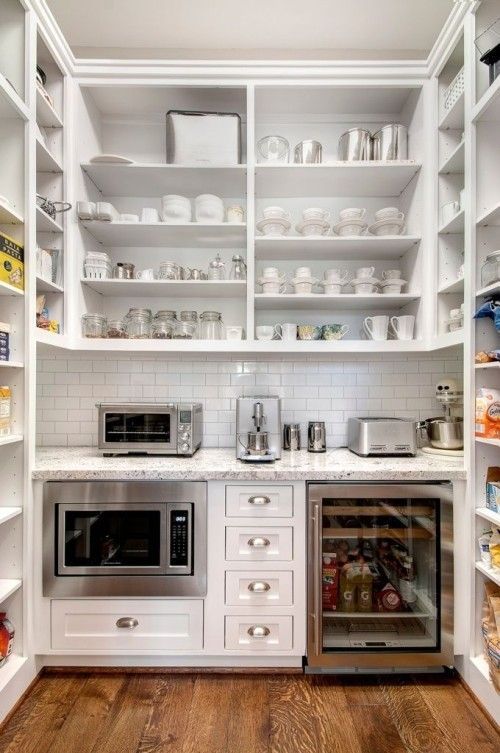 Butler'S Pantry With Built-In Appliances In A High-End Kitchen