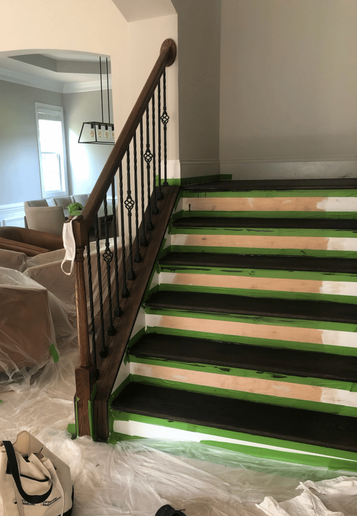Painting risers while refinishing stairs