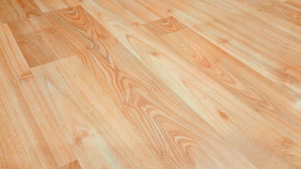 Installed light wood flooring