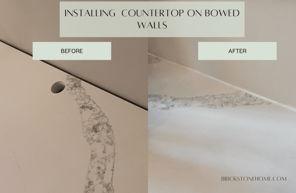 Before After Countertop on Bowed Wall