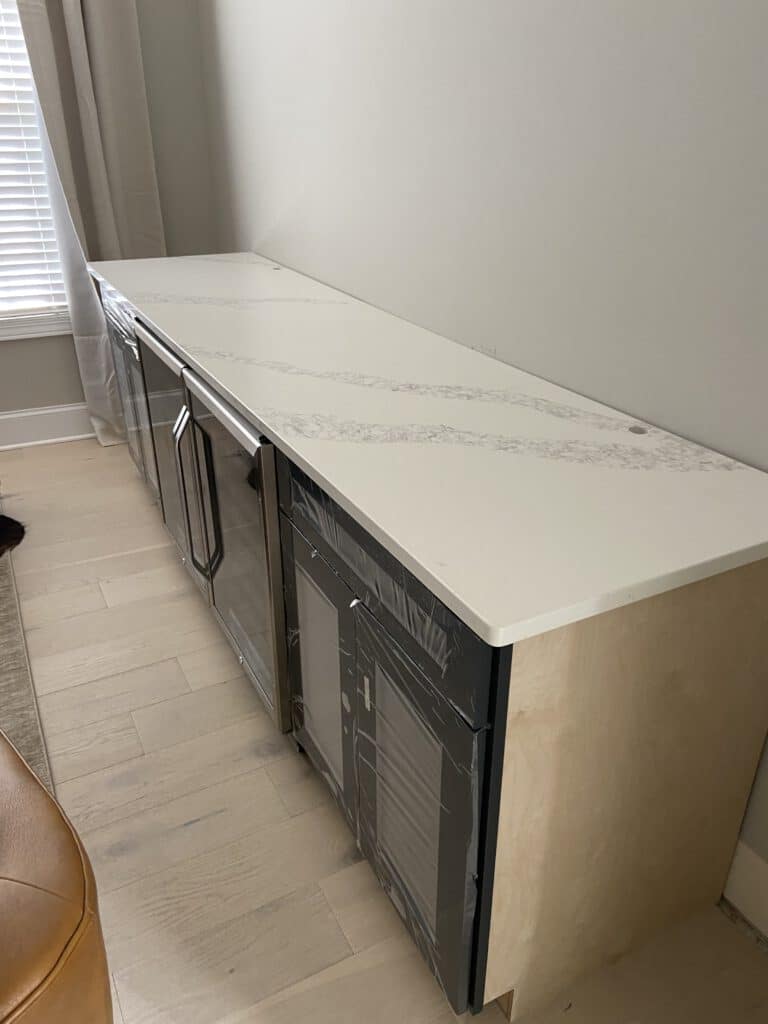 Countertop against bowed wall