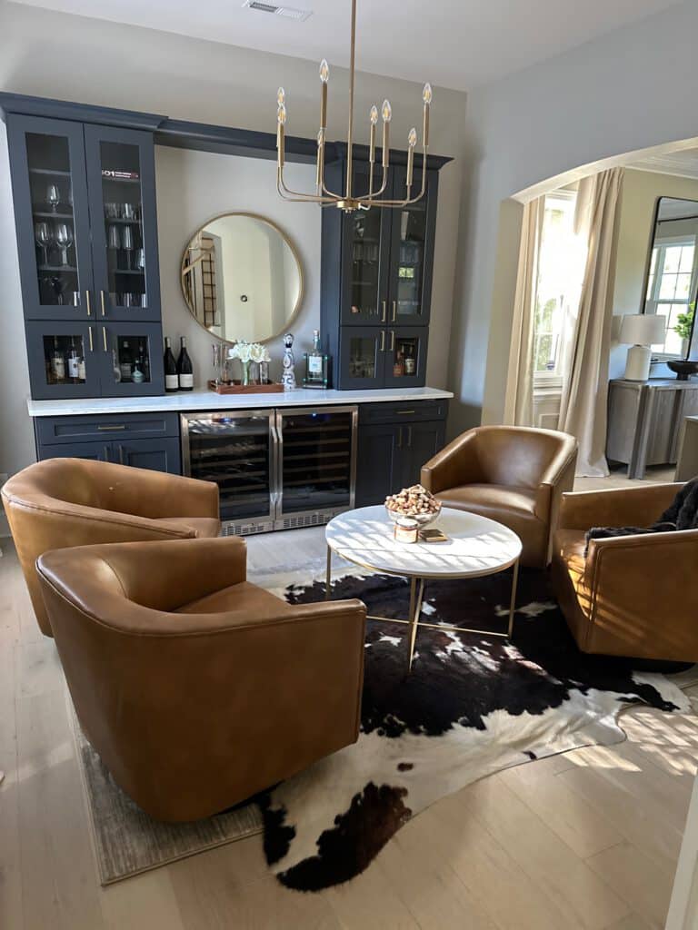 Home Bar with Cabinets and Quartz Countertops