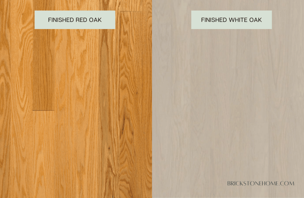 Comparison of stained red oak and white oak flooring