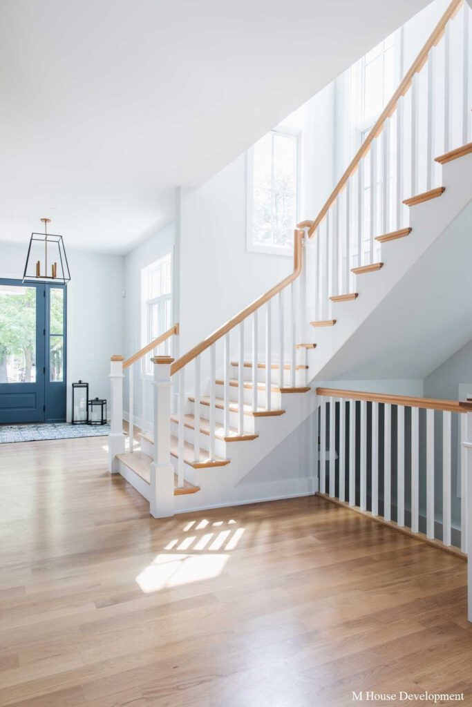 Simple White And Natural Wood Stairs