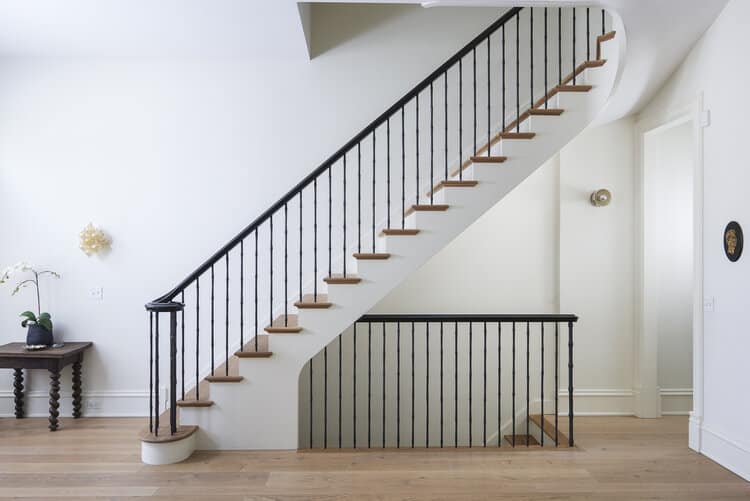 Traditional Modern Stairs With Twisted Metal Balusters