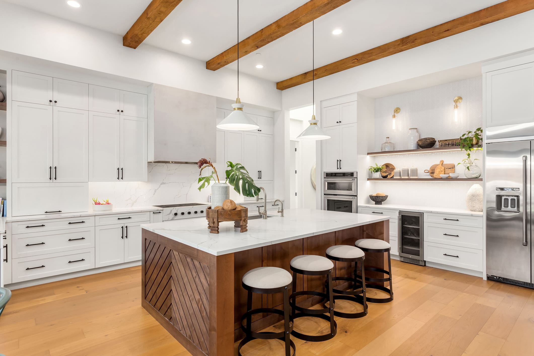 Quartz Countertops in White Kitchen