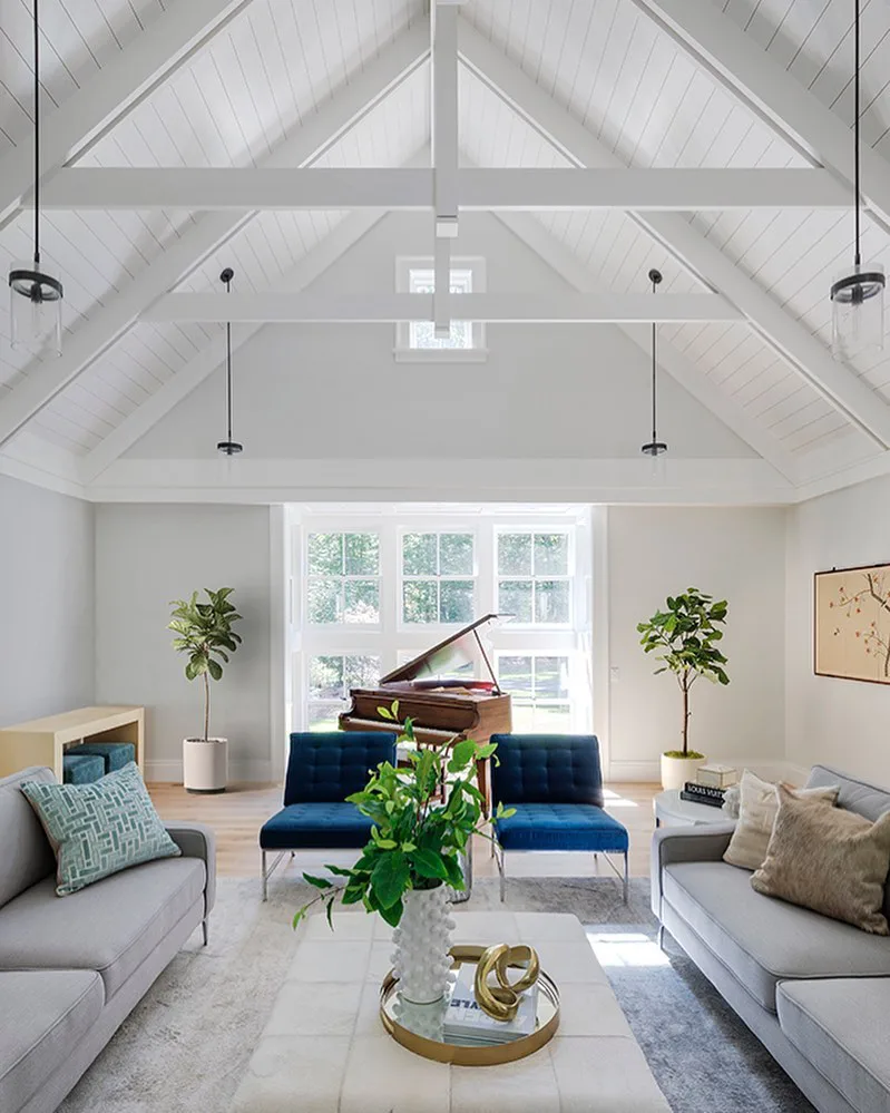 Living Room Shiplap Vaulted Ceiling