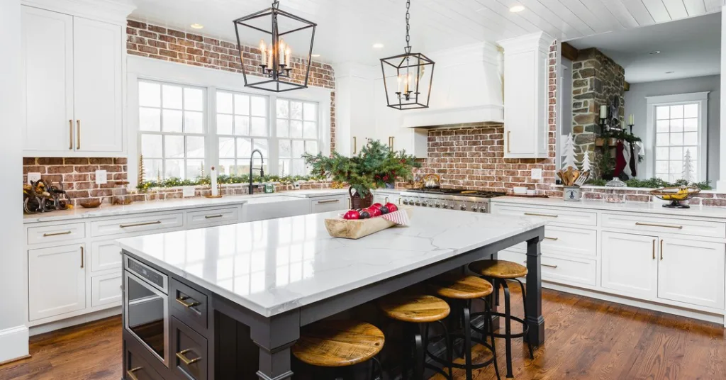 Shiplap ceiling in a kitchen