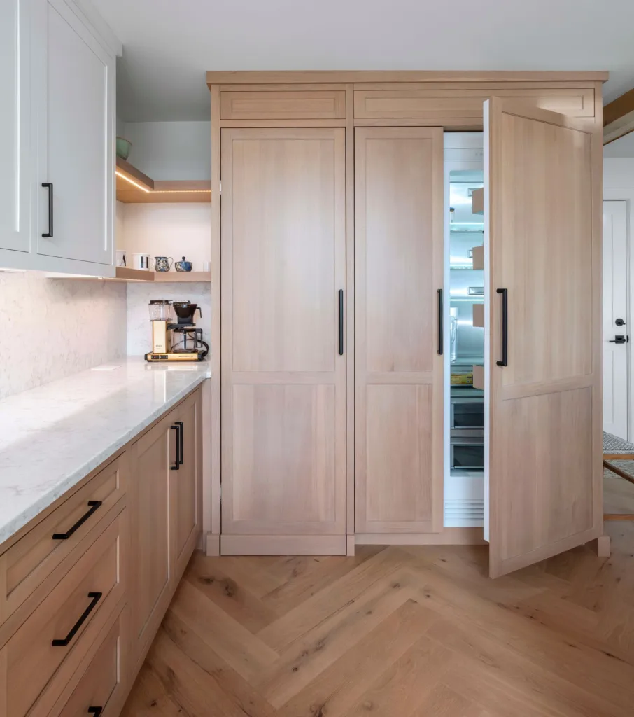 White oak paneled refrigerator