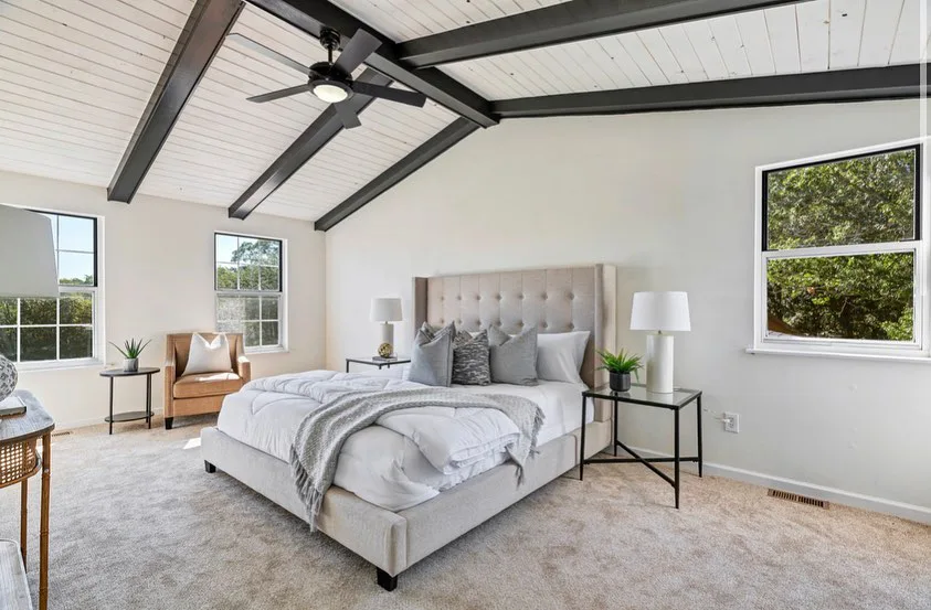 White Shiplap Ceiling with Black Accents jpg