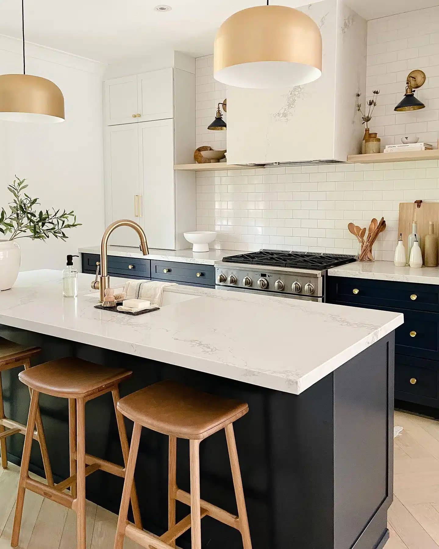 Two-Tone Blue and White Kitchen Cabinets