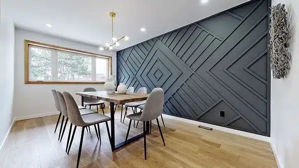 Wood Trim Accent Wall in a Dining Room