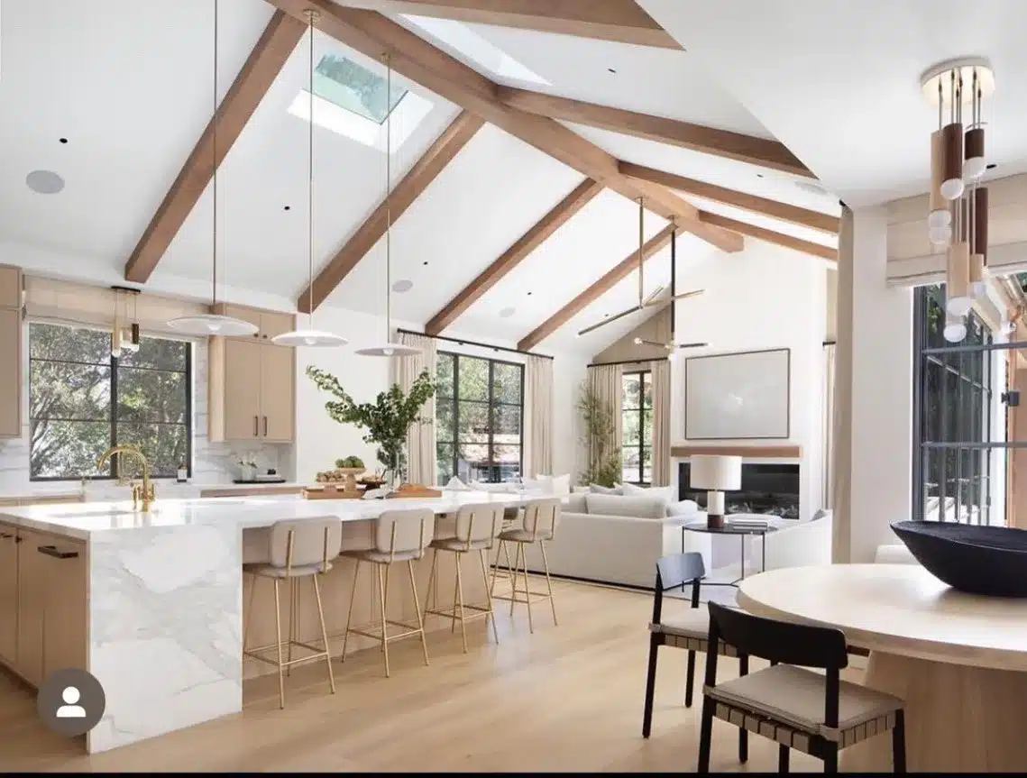 Vaulted Ceiling Beams in a Open Layout Home
