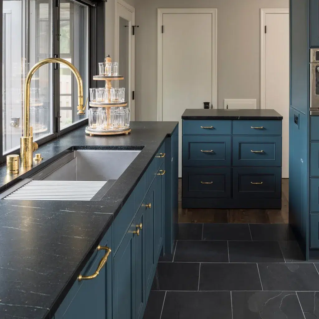 25 Teal Kitchen Cabinets Ideas 25 A Dark Teal Kitchen With Black Marble