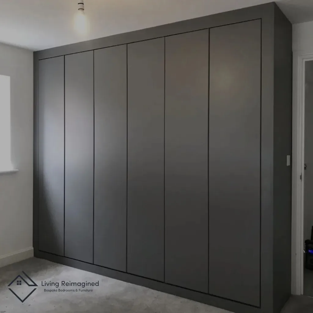 Matte Grey Cabinets With Push-To-Open Doors Used In Rooms.