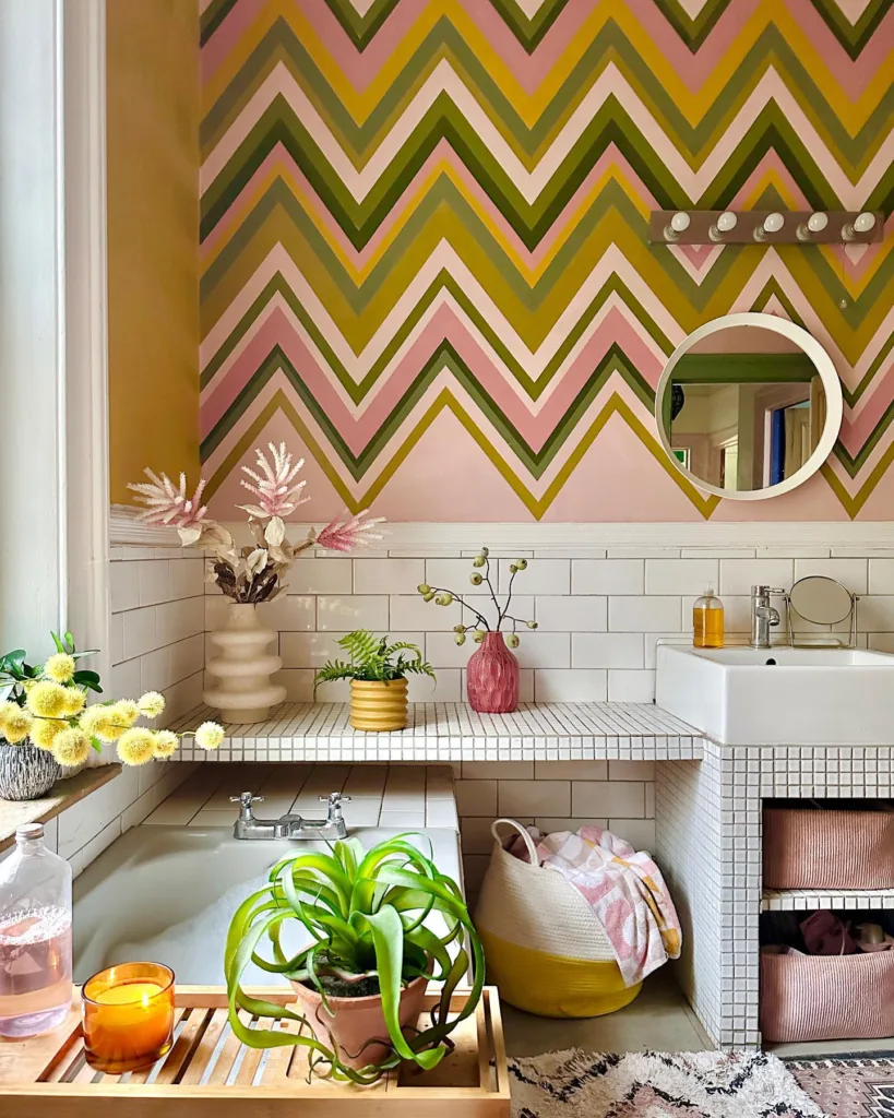 35 Bathroom Counter Decor Ideas 5 Colorful Vases As Bathroom Counter Decor In An Eccentric Space