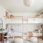 Built In Bunk Bed Design With Wood Accents