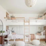 Built in Bunk Bed Design with Wood Accents