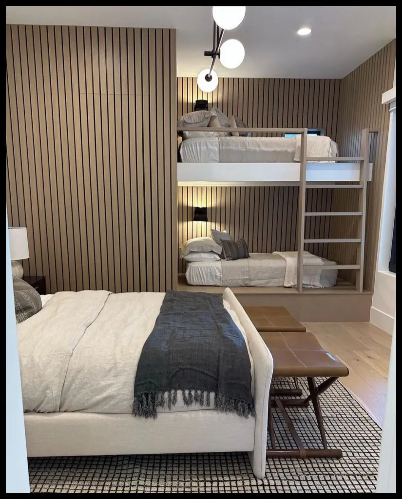 37 Rug Under Bed Ideas For A Stylish Bedroom 35 A Rustic Bunk Bed Made Of Reclaimed Wood, With A Ladder And Guardrails For Safety