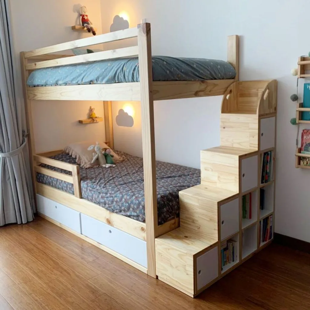 33 Built-In Bunk Beds To Upgrade Your Guest Rooms 5 A White Metal Bunk Bed With Two Twin Mattresses