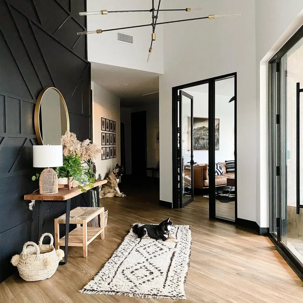 34 Black Accent Wall Ideas For Stunning Contrast 1 Black Accent Wall In An Entryway