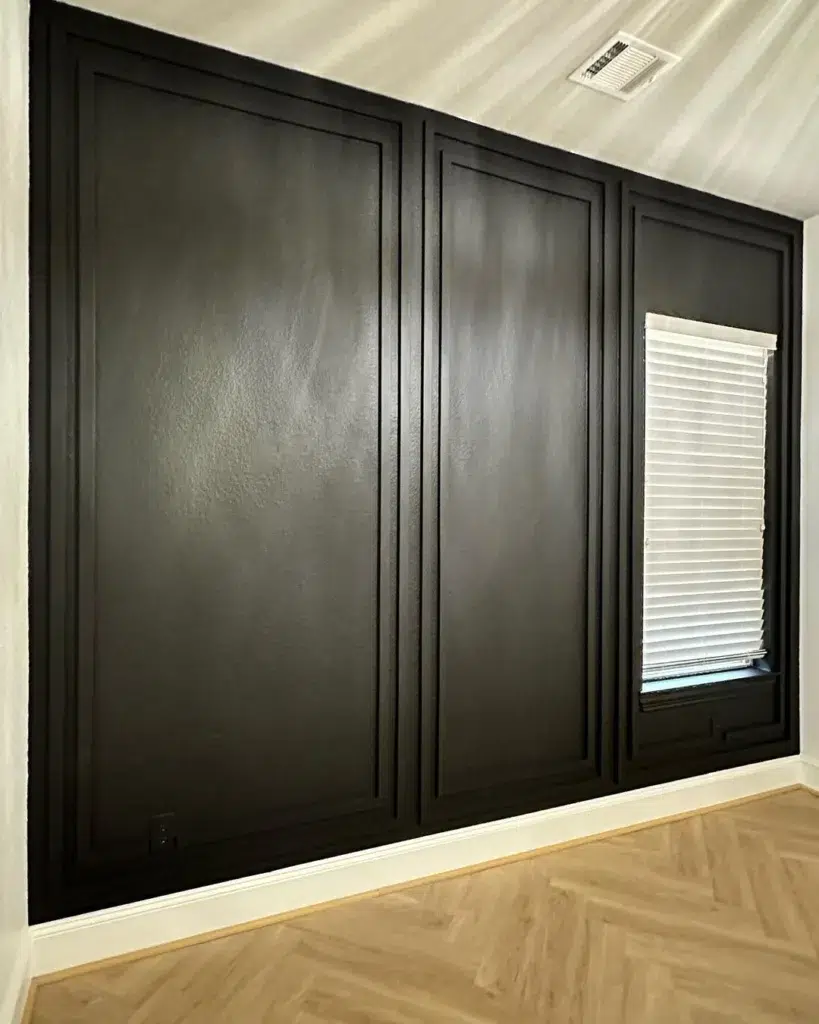 Modern Picture Frame Molding On A Black Accent Wall