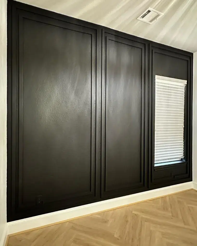 34 Black Accent Wall Ideas For Stunning Contrast 18 Modern Picture Frame Molding On A Black Accent Wall