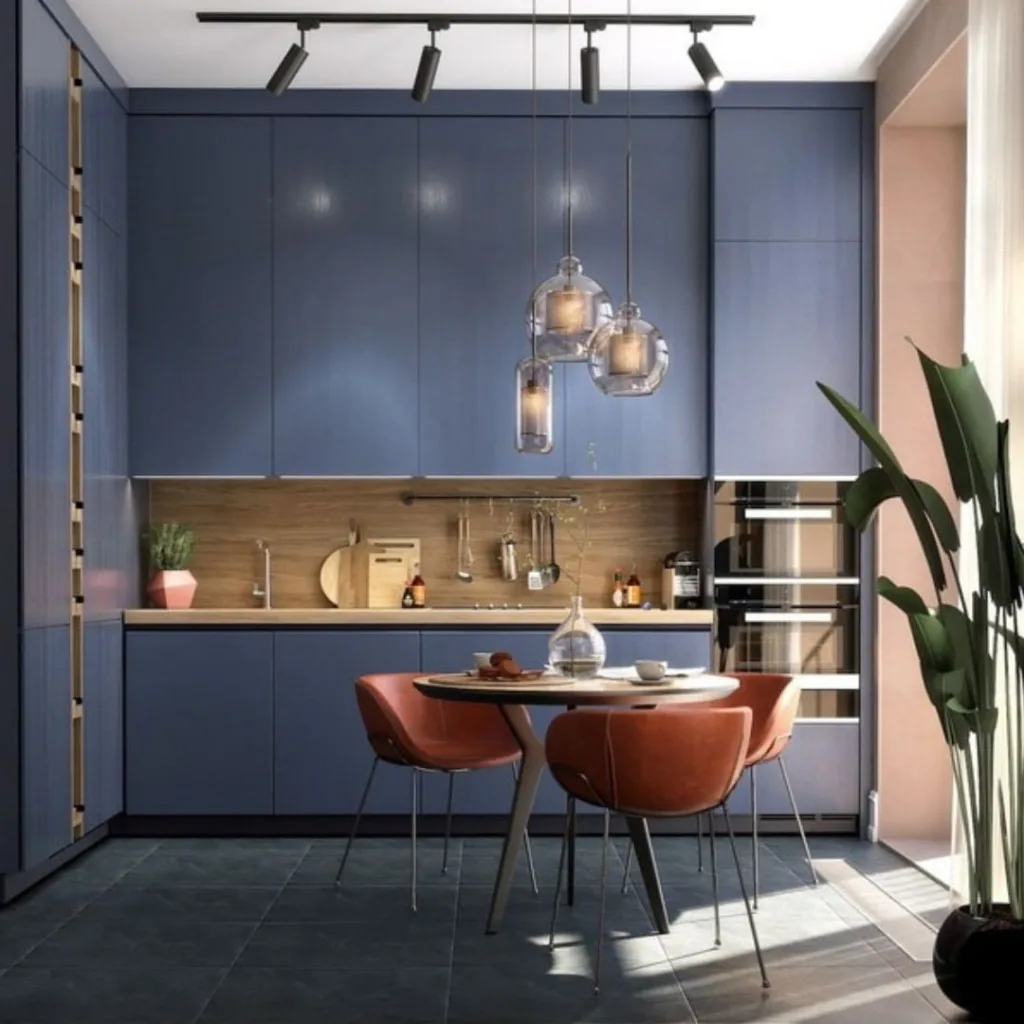 Kitchen Using Blue Cabinet Cabinets Fllor To Ceiling Add Space To Your Kitchen.