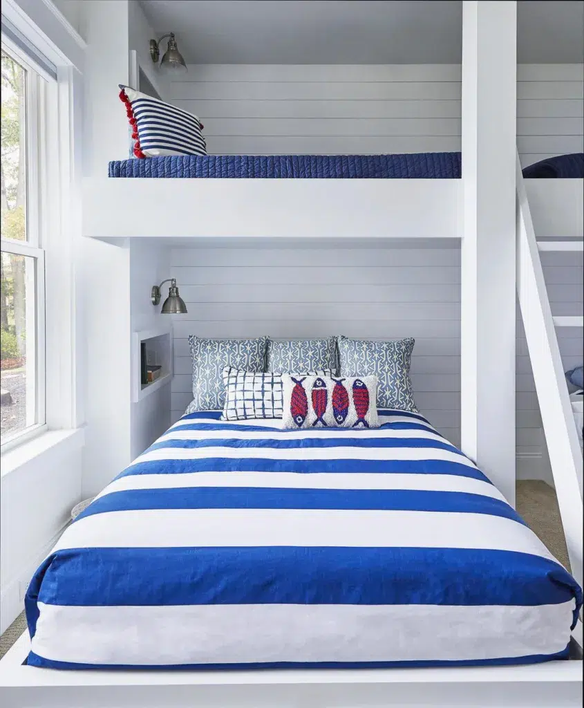 A White And Blue Bunk Bed Design 