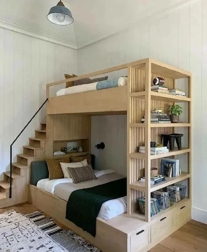 33 Built-In Bunk Beds To Upgrade Your Guest Rooms 6 A Modern Built-In Bunk Bed With Wood Accents In White Oak