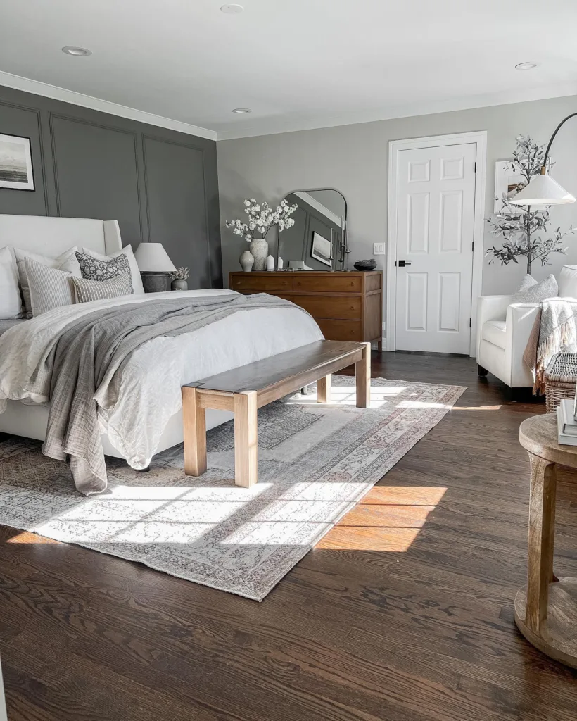 37 Rug Under Bed Ideas For A Stylish Bedroom 11 An Intricately Patterned Rug Peeking Out From Under The Bed, Adding Texture And Warmth To The Room'S Decor