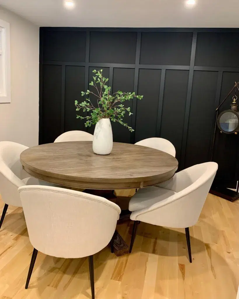 34 Black Accent Wall Ideas For Stunning Contrast 23 Black Molding On An Accent Wall In A Dining Room
