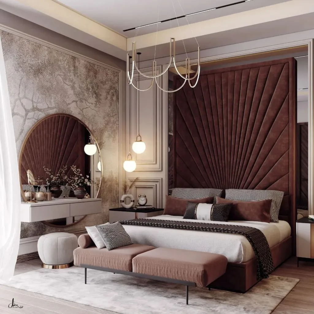 37 Rug Under Bed Ideas For A Stylish Bedroom 24 A Grey Rug Under The Bed With Burgundy Accents Around The Room